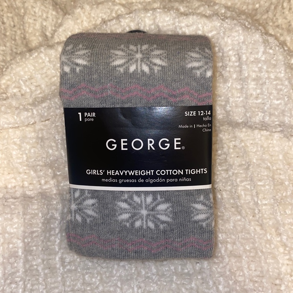 NEW 1 pair - George Brand Girls’ Heavyweight Cotton Tights - size 12-14